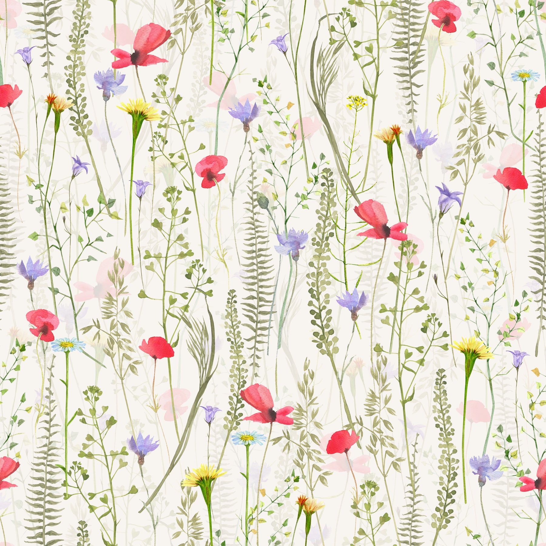 Wiesengräser mit Mohn und Kornblumen – Muster 006_144