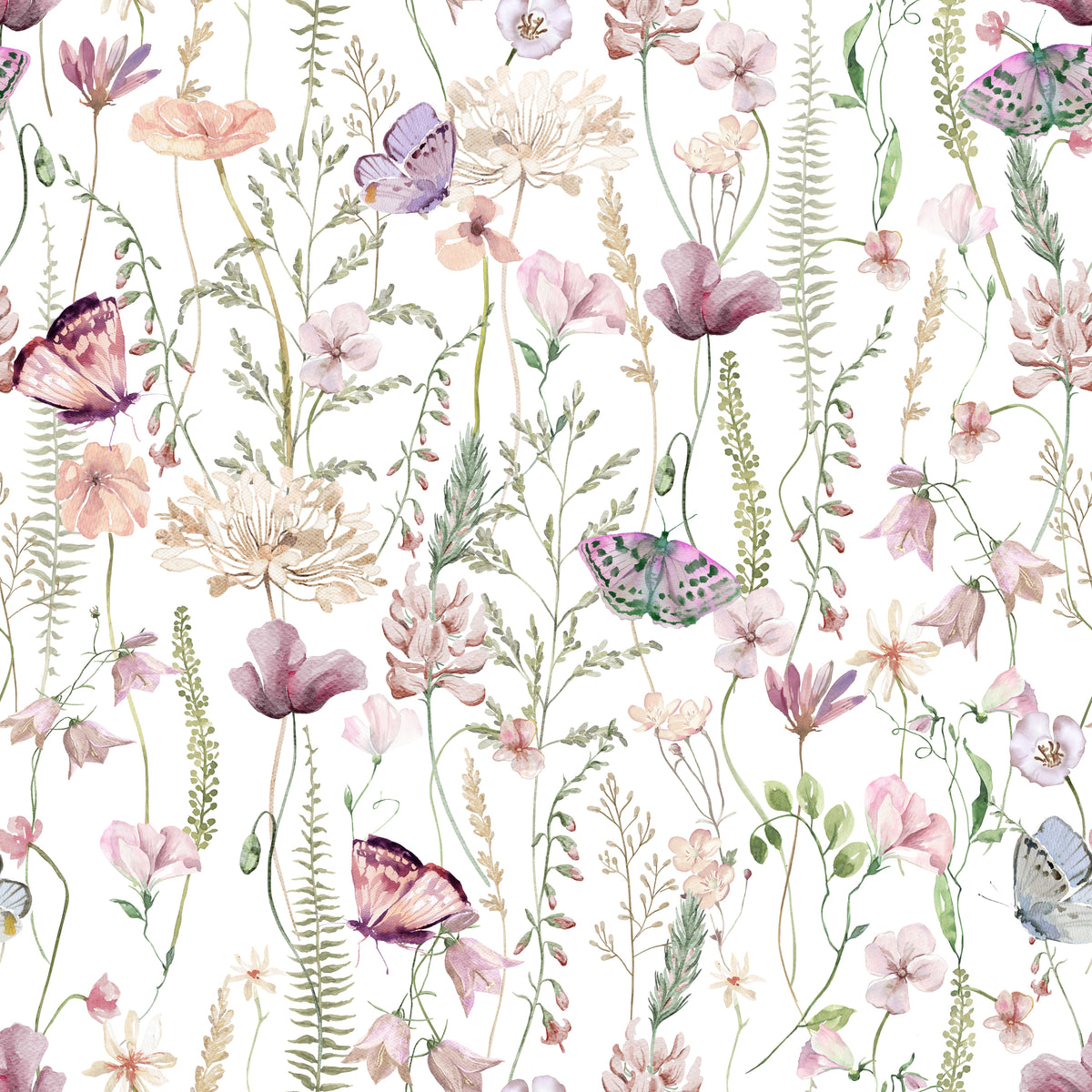 Wiesenblumen Altrosa und Flieder – Muster 006_145