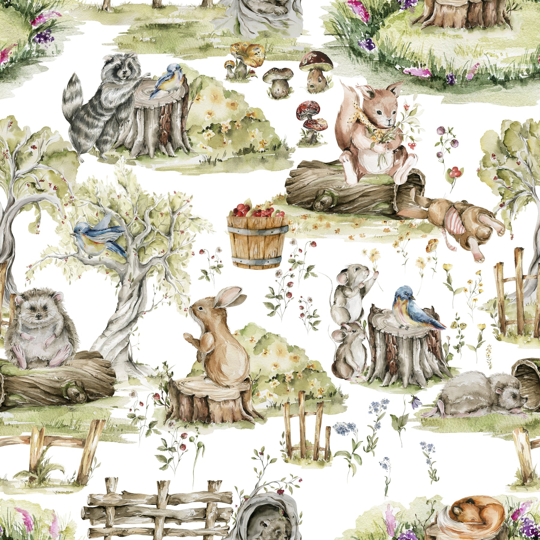 Waldtiere mit Hase und Eichhörnchen – Muster 006_014