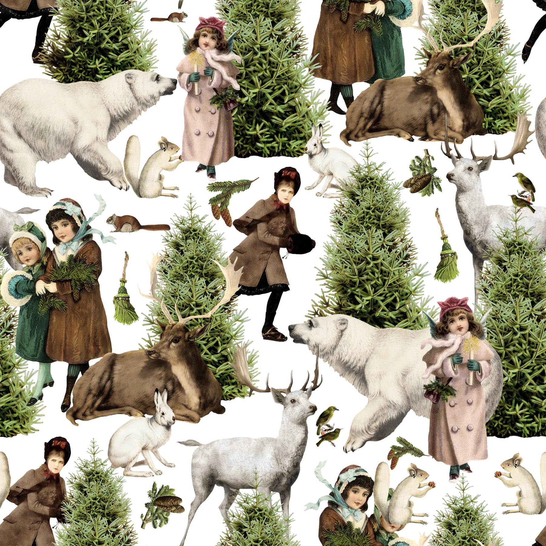 Winterwald mit Eisbär und Hirschen – Muster 006_179