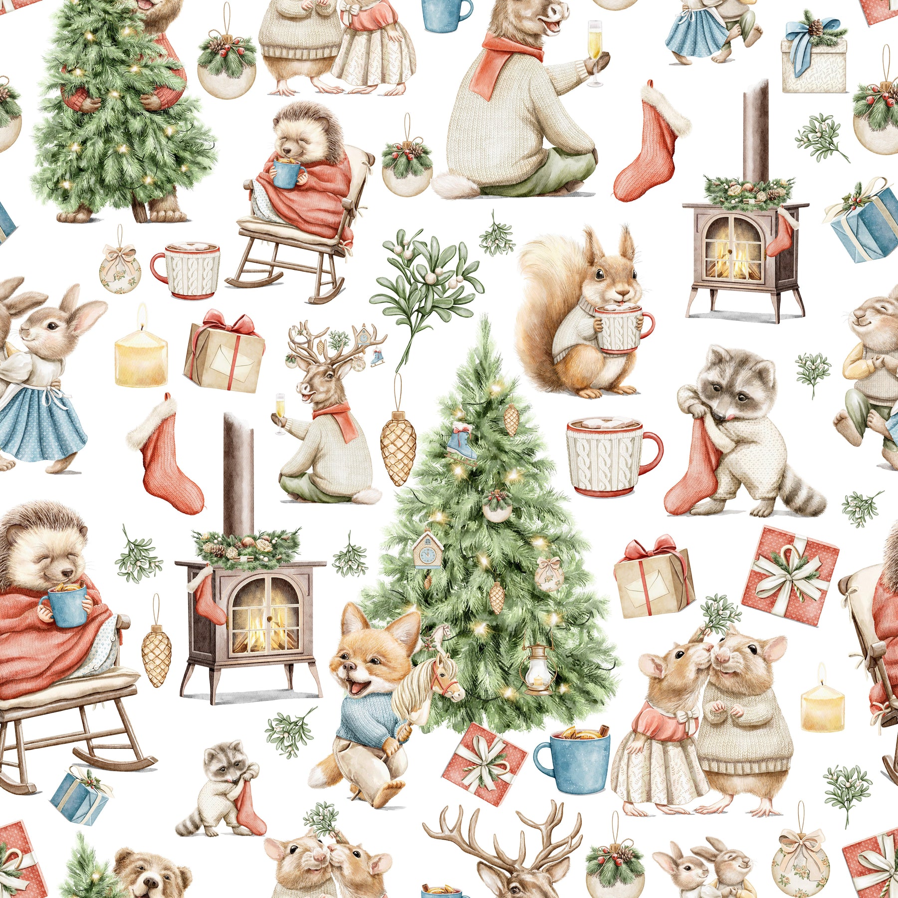 Weihnachtliche Waldtiere am Ofen – Muster 006_181