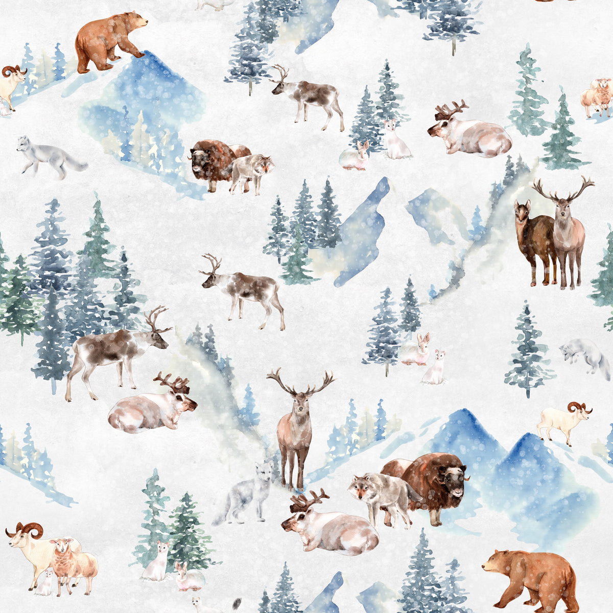 Nordische Wildtiere im Schnee – Muster 006_052