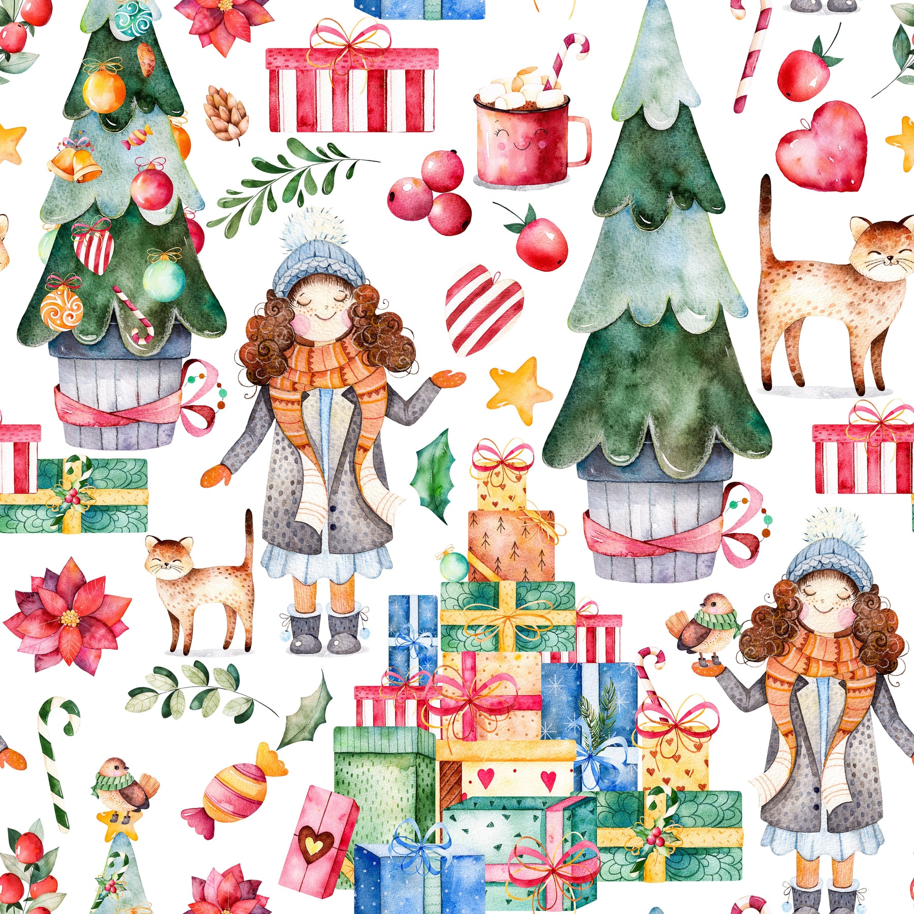 Wintermädchen mit Geschenken – Muster 006_055