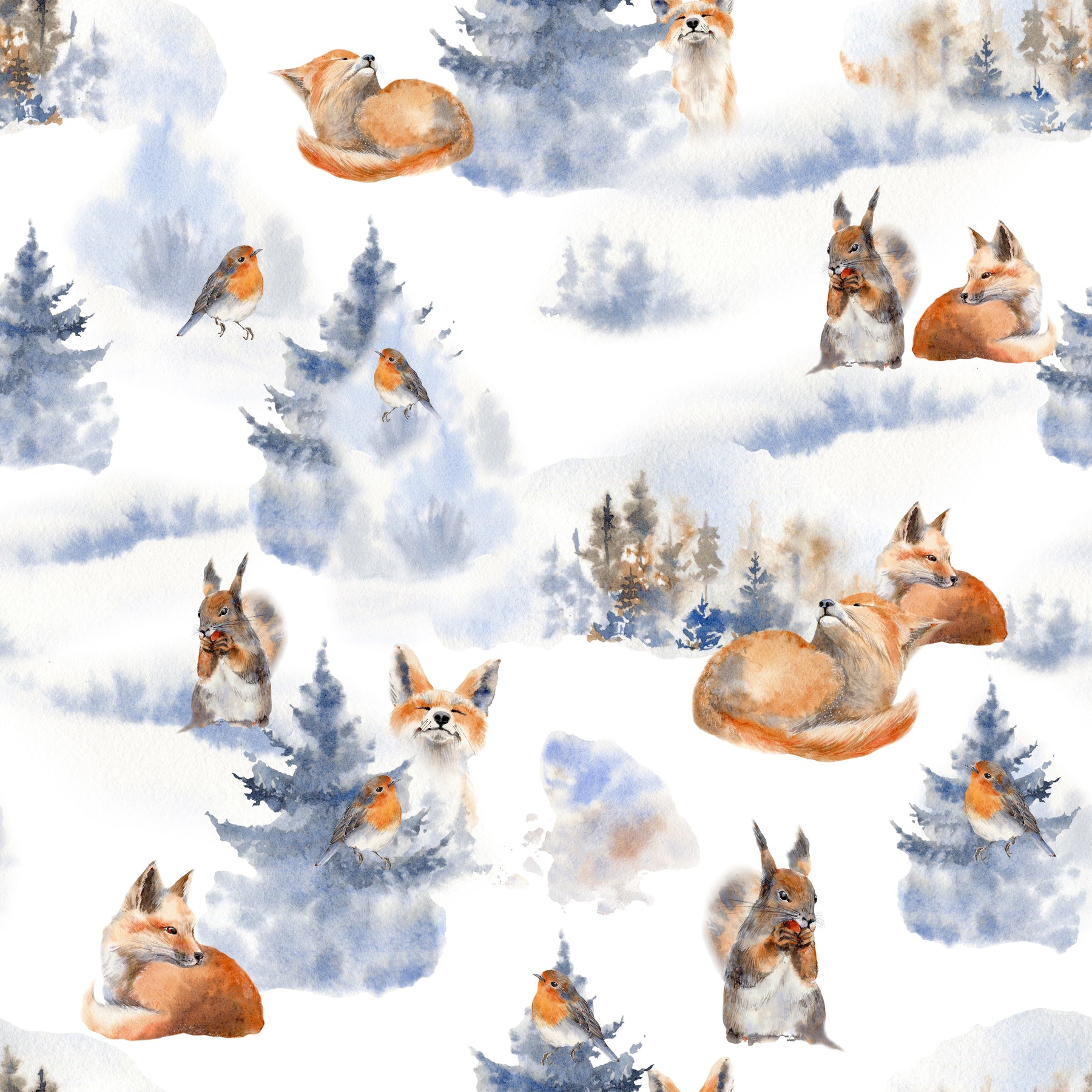 Füchse und Eichhörnchen im Schnee – Muster 006_060
