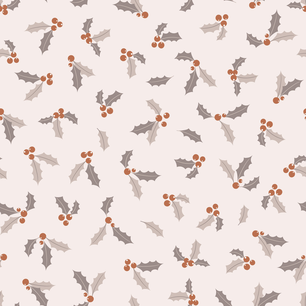 Holly Leaves and Berries – Cozy Christmas – Cream – Muster 010_004_01