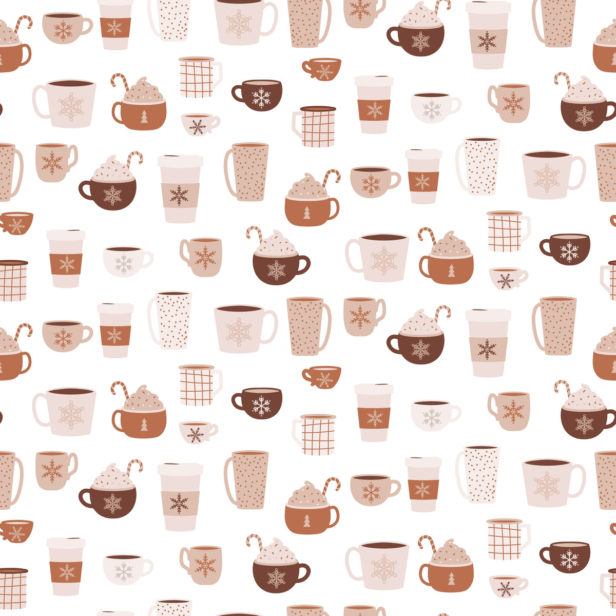 Festive Mugs and Hot Cocoa – Cozy Christmas – White – Muster 010_007_01