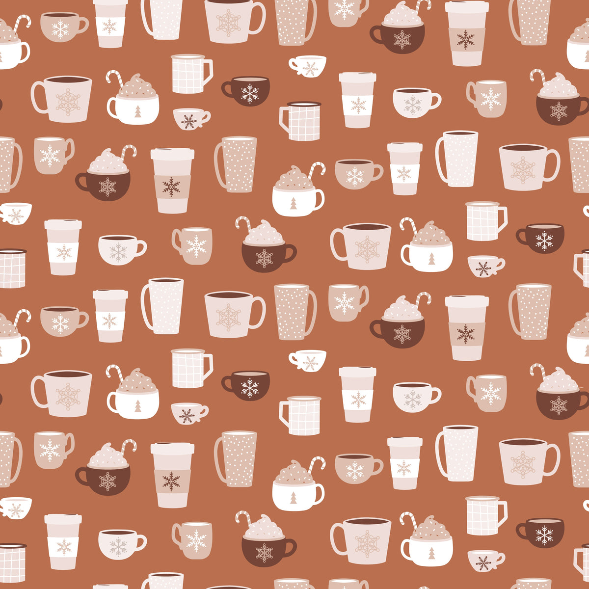 Festive Mugs and Hot Cocoa – Cozy Christmas – Brown – Muster 010_007_03