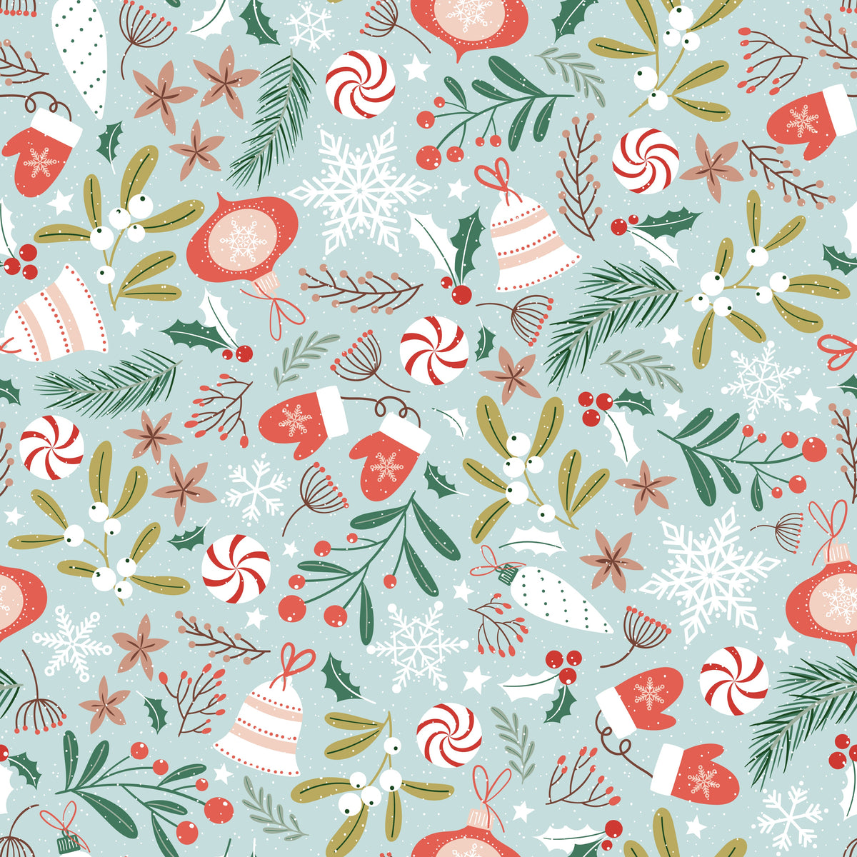 Colorful Ornaments and Winter Florals – Bright Christmas – Blue – Muster 010_013_02