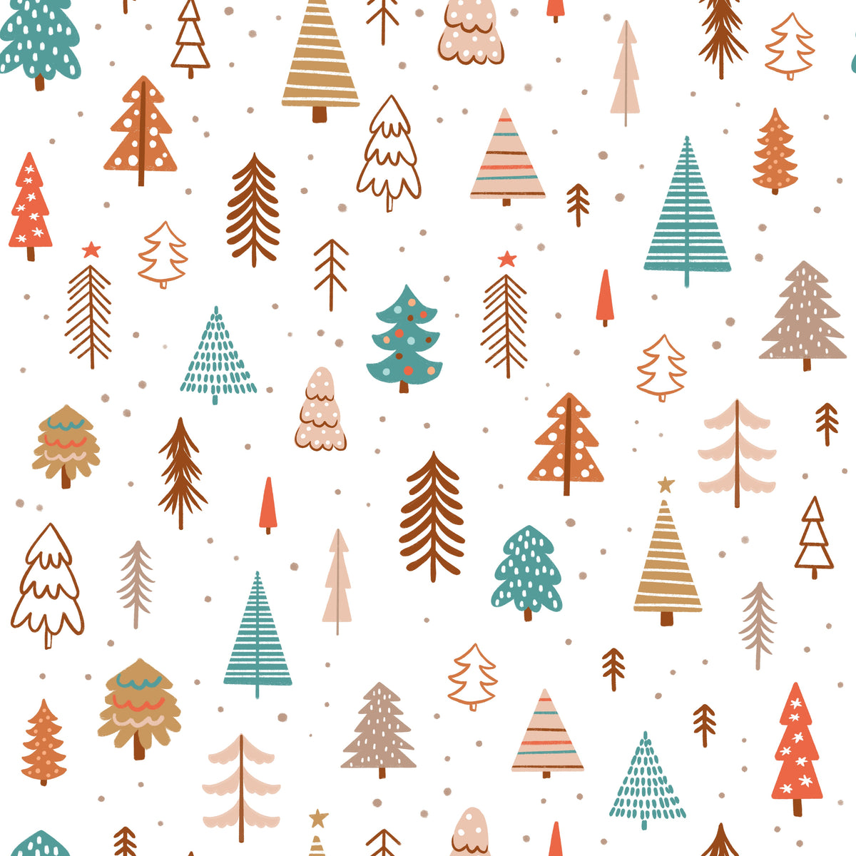 Colorful Christmas Trees – Winter Friends – White – Muster 010_026_01