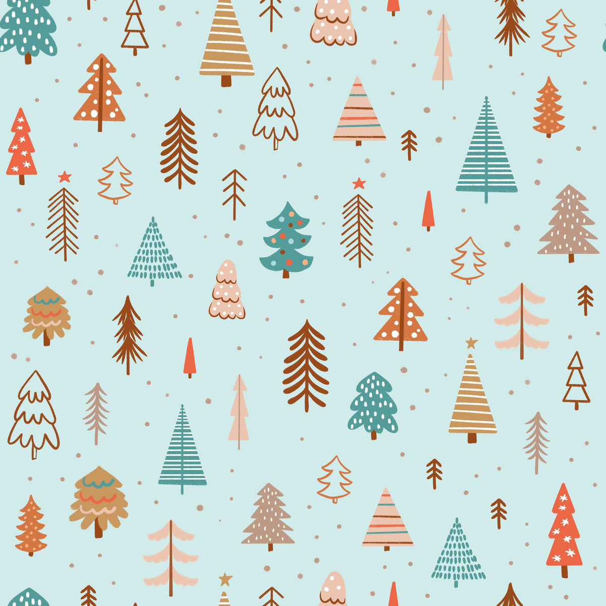 Colorful Christmas Trees – Winter Friends – Light Blue – Muster 010_026_02