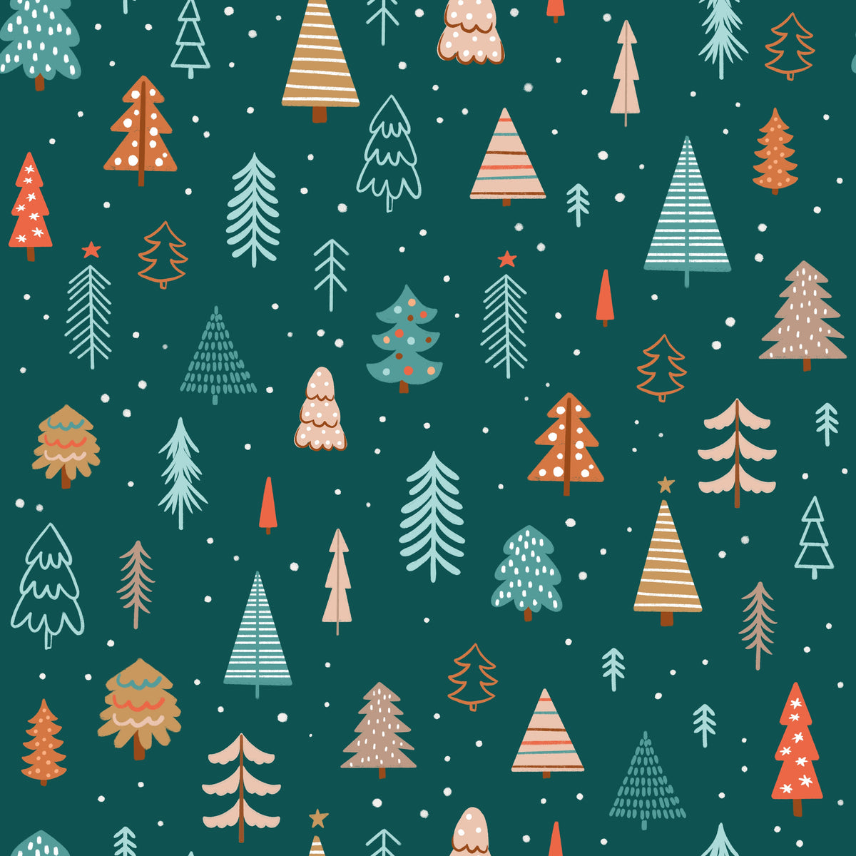 Colorful Christmas Trees – Winter Friends – Dark Green – Muster 010_026_03