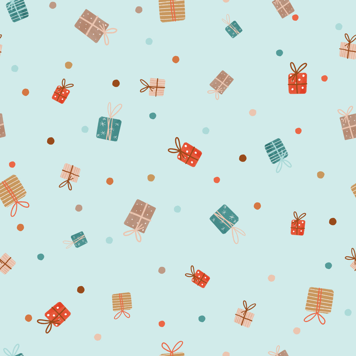 Colorful Christmas Presents and Dots – Winter Friends – Light Blue – Muster 010_031_02
