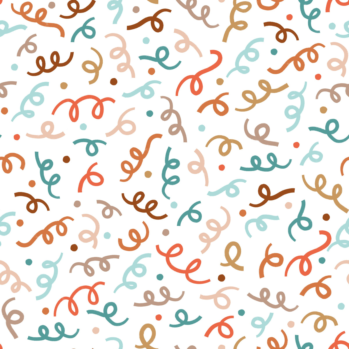 Colorful Christmas Confetti and Ribbons – Winter Friends – White – Muster 010_033_01