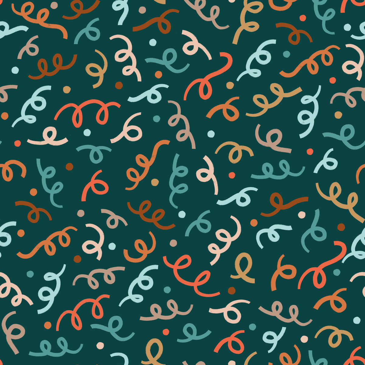 Colorful Christmas Confetti and Ribbons – Winter Friends – Dark Green – Muster 010_033_03