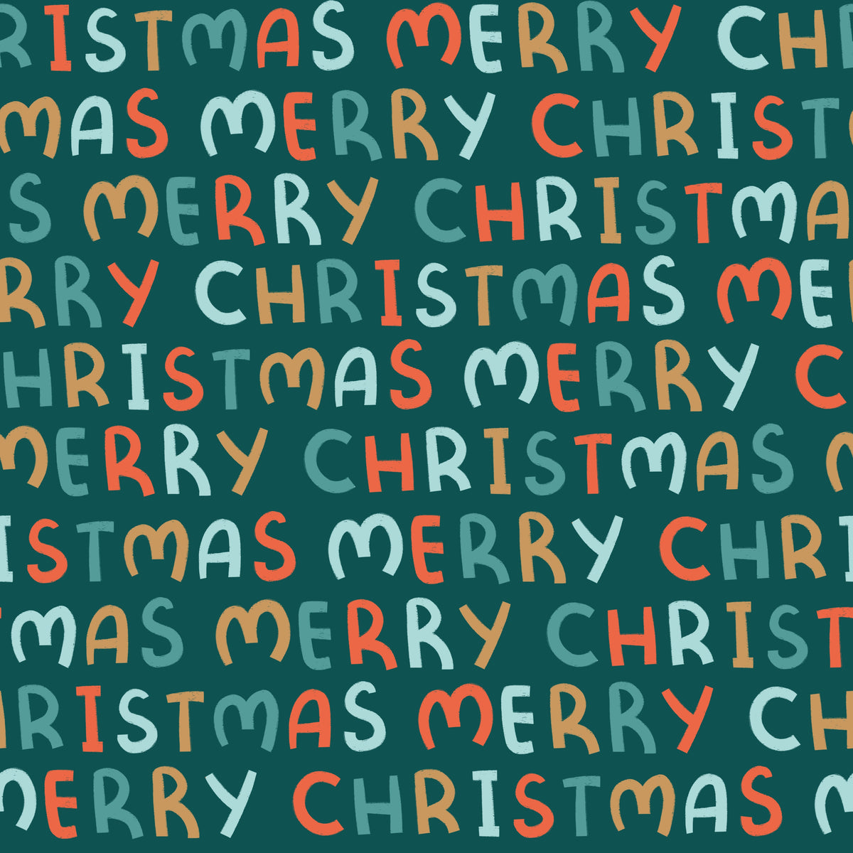 Colorful Merry Christmas Lettering – Winter Friends – Dark Green – Muster 010_034_03