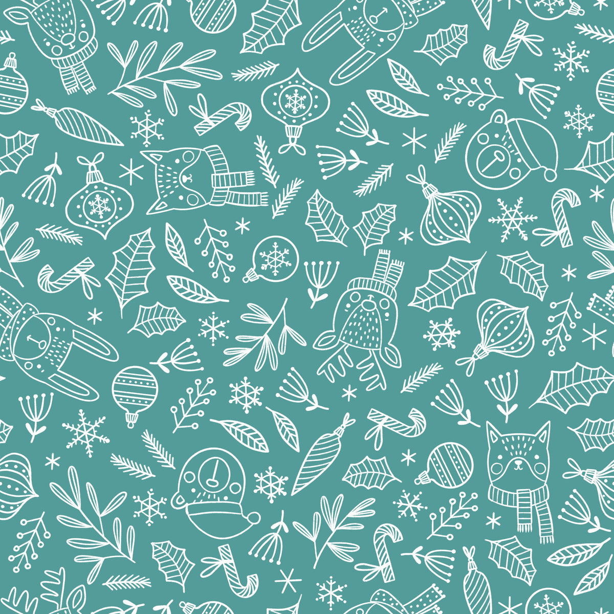 Christmas Woodland Doodles – Winter Friends – Blue – Muster 010_035_02
