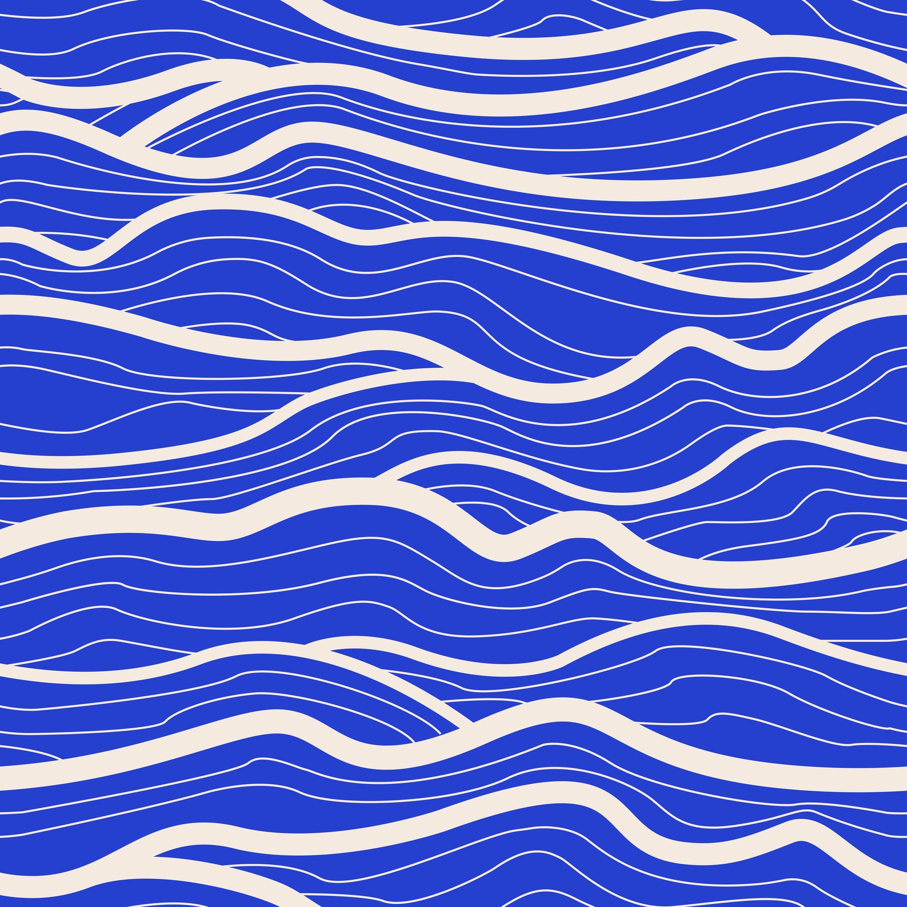 Wavy Sea Lines Blue