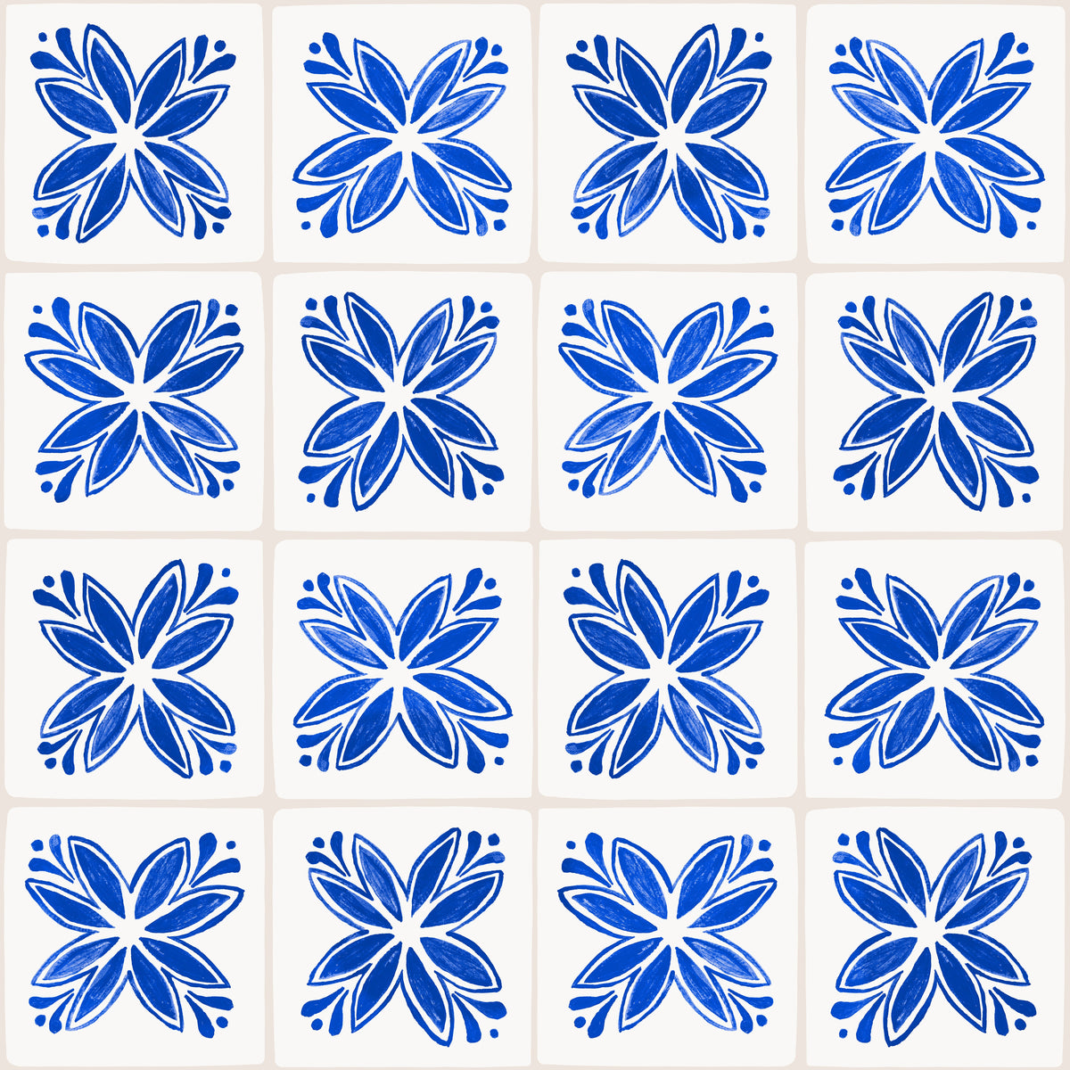 Delicate Flower Tiles Blue