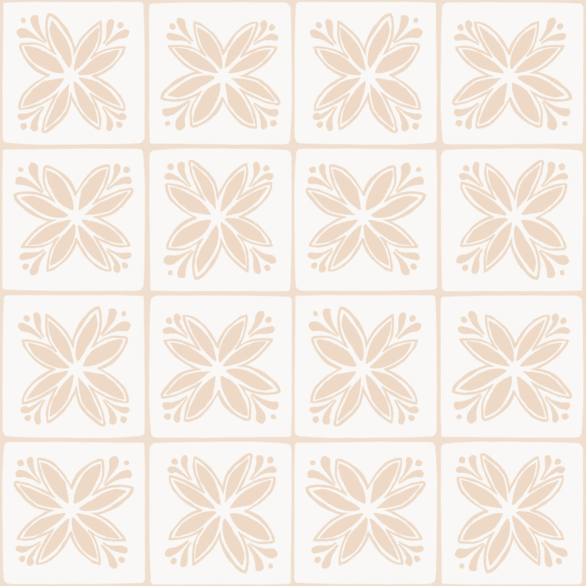Delicate Flower Tiles Beige