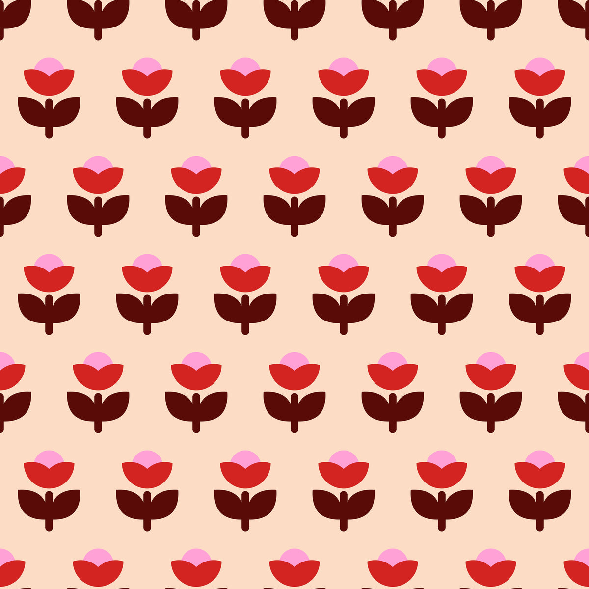 Retro Flowers Bordeaux