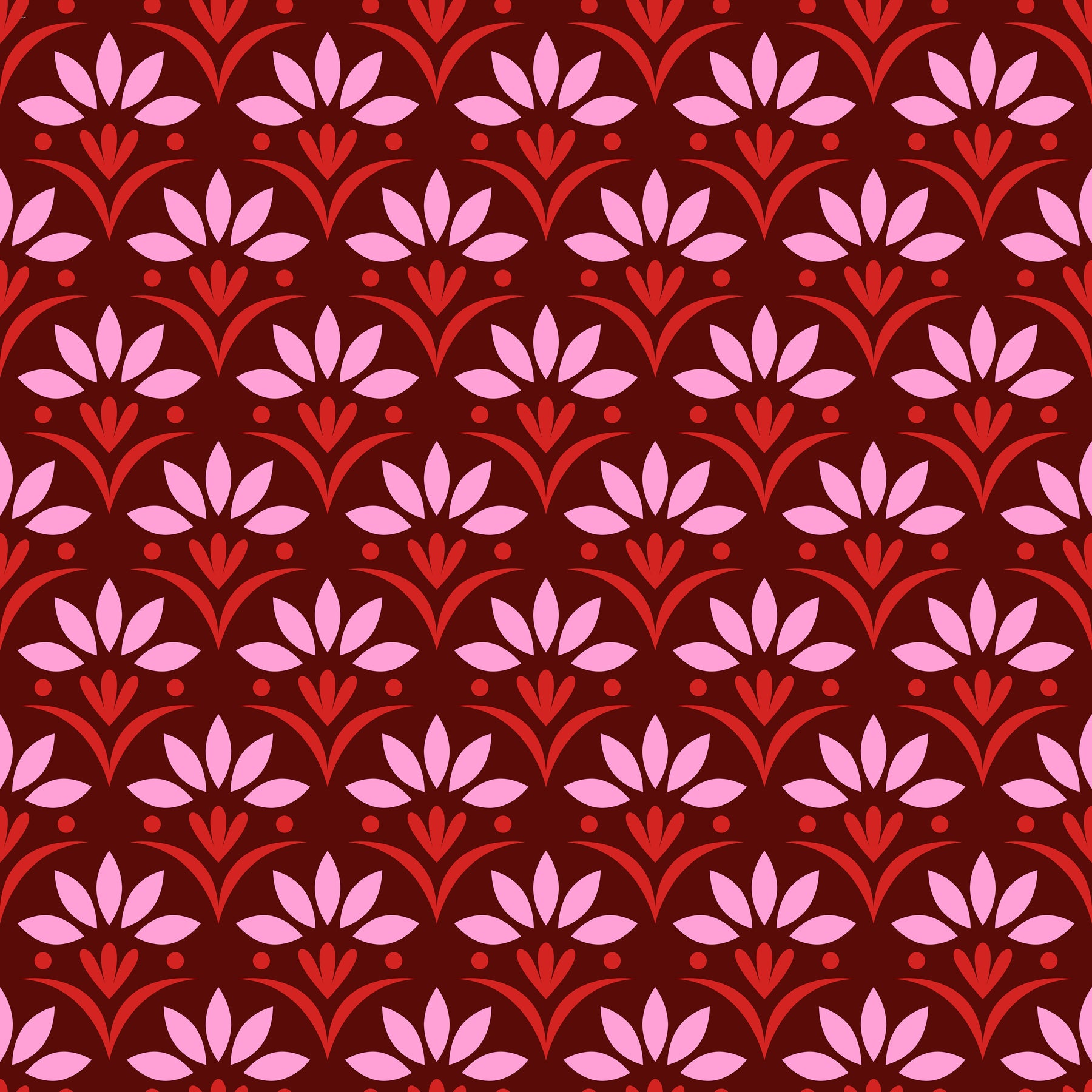 Vintage Flowers Red
