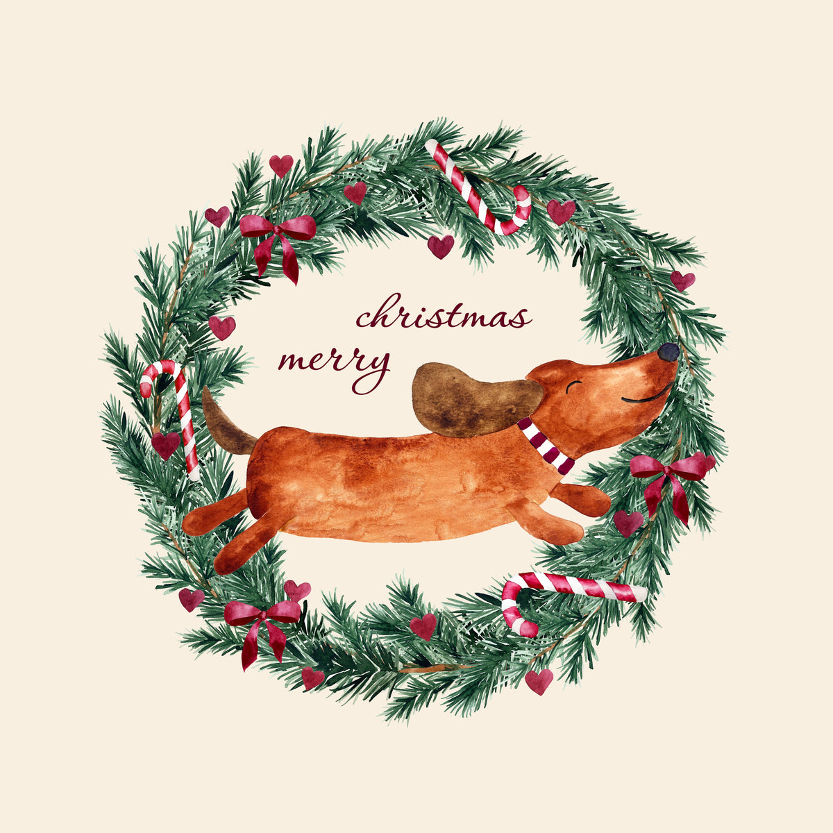 Merry Christmas Dachshund Beige – Muster 001_343