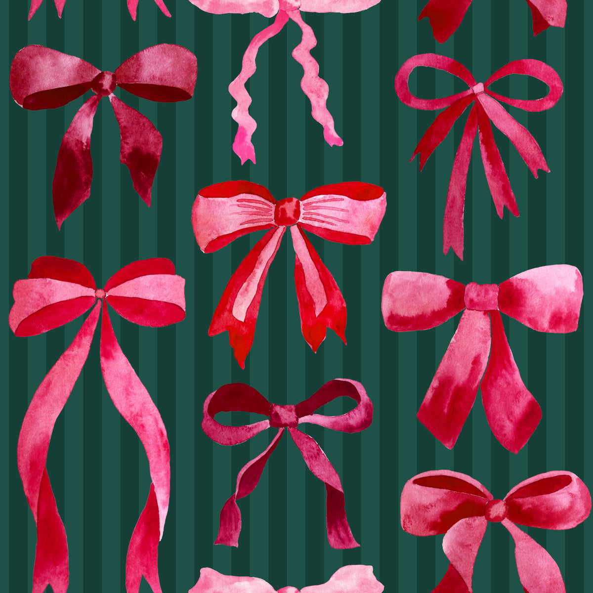 Christmas Watercolor Ribbons Green – Muster 001_351