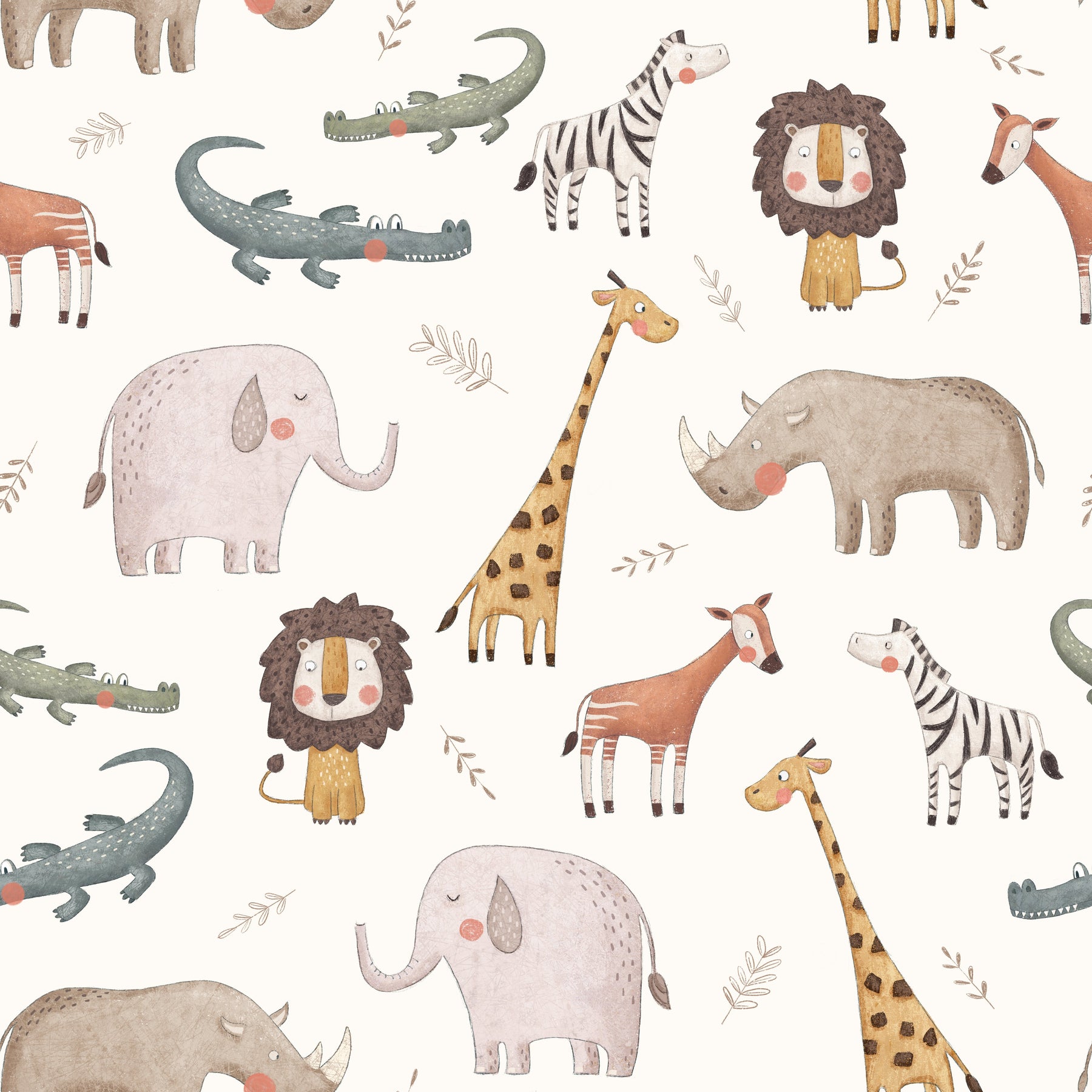 Safari-Tiere Creme – Muster 008_013_01
