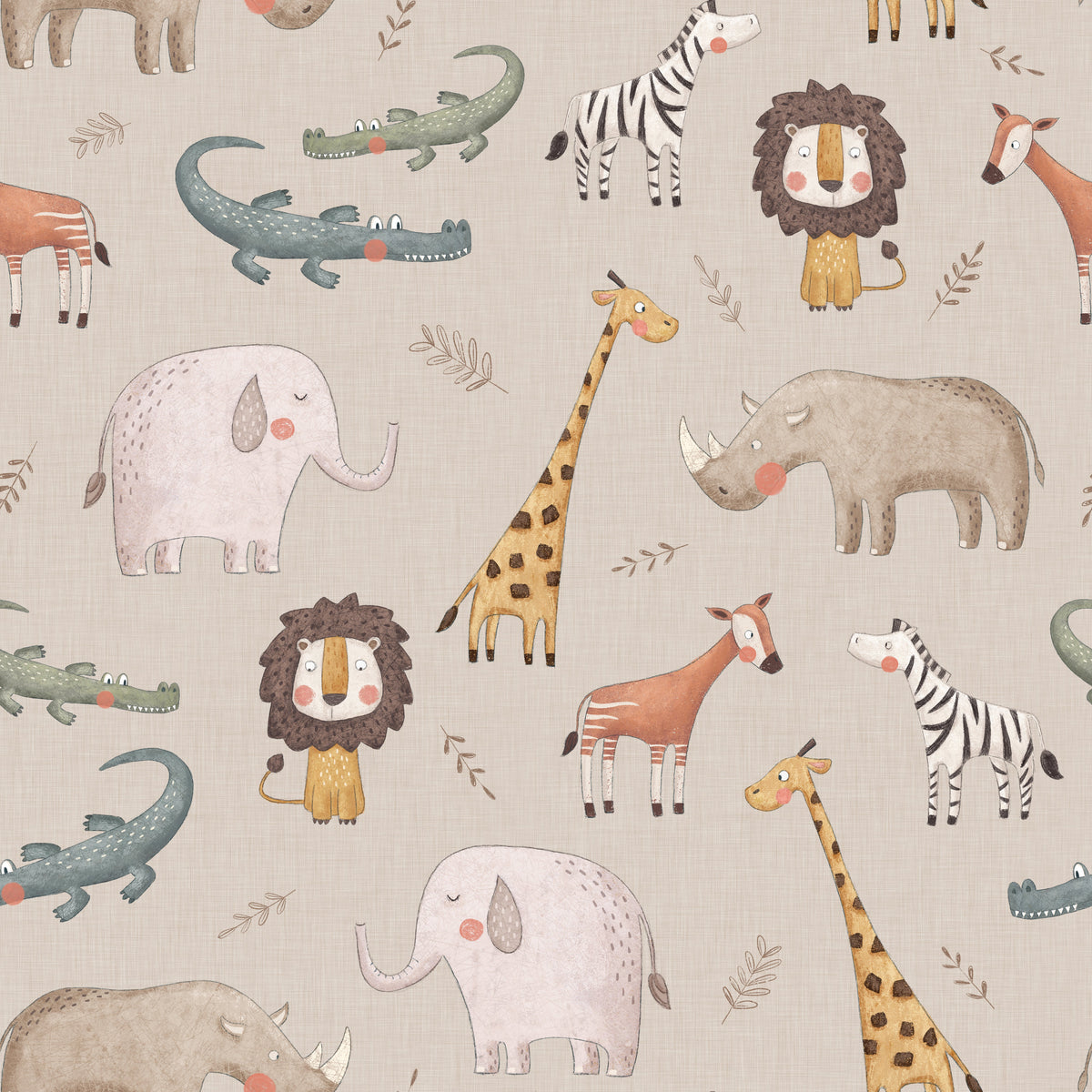 Safari-Tiere Beige – Muster 008_013_02