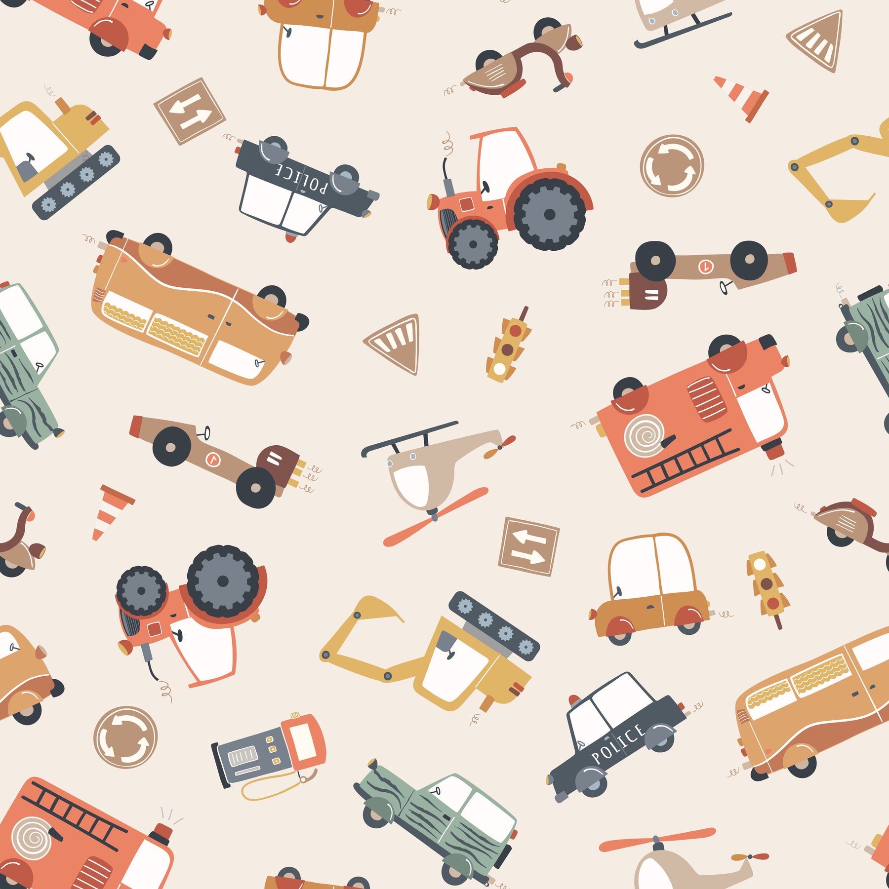 Fahrzeuge gestreut Beige – Muster 008_017_01
