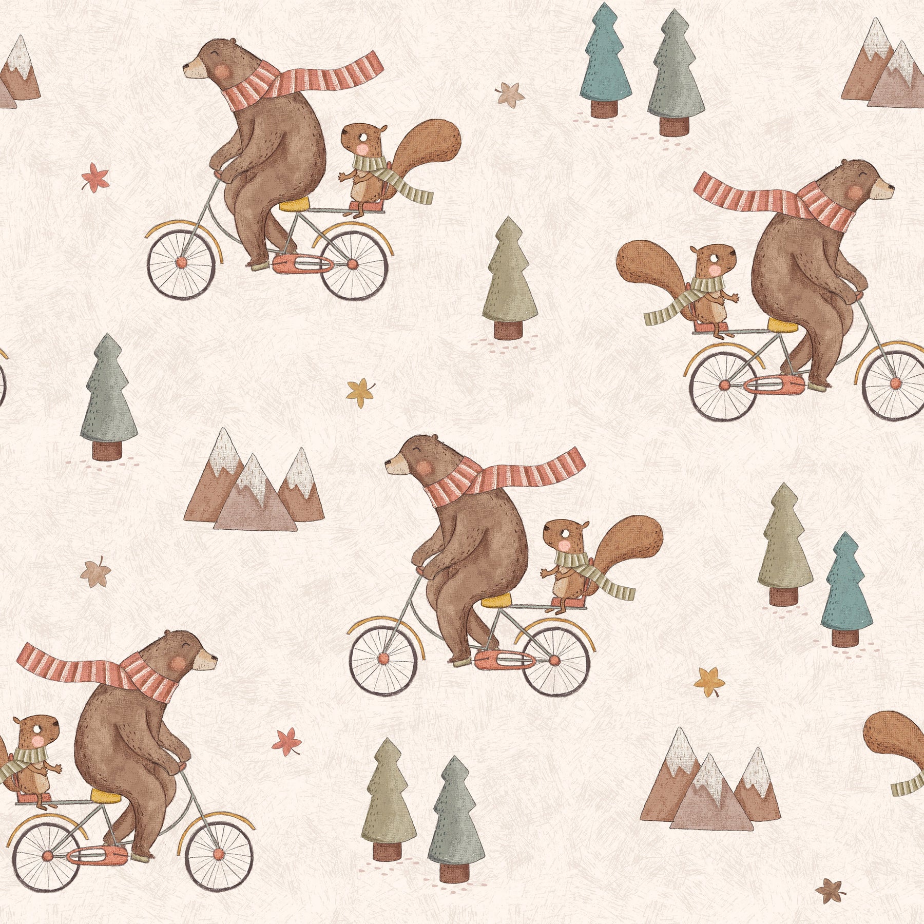 Bär und Eichhörnchen auf dem Fahrrad – Muster 008_023
