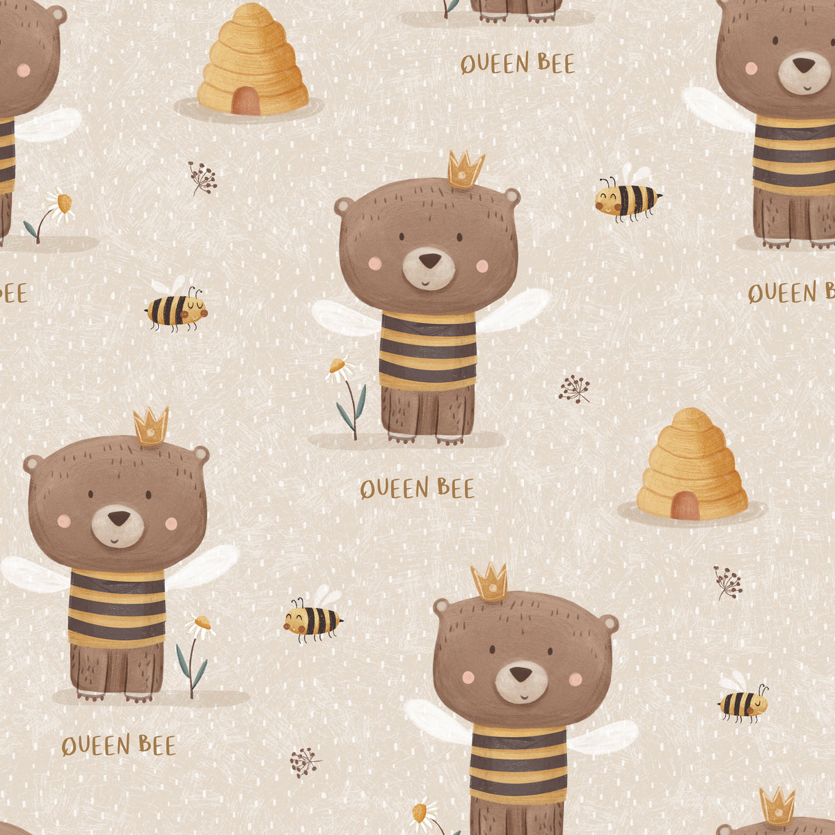 Bienenkönigin-Bären Beige – Muster 008_024_01