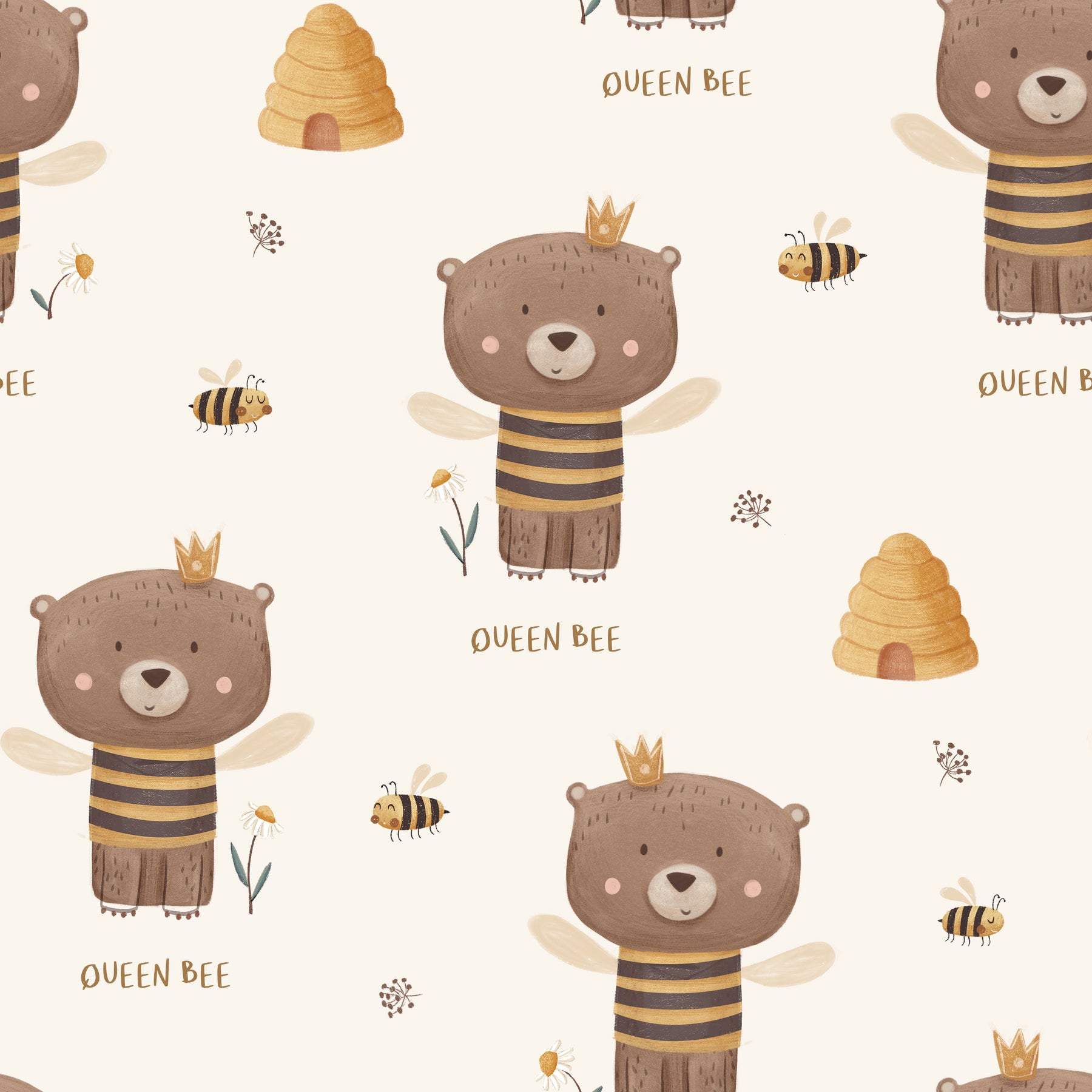 Bienenkönigin-Bären Creme – Muster 008_024_03